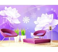 Tzxztt Abstract Purple Geometric White Floral Modern 3D Wallpaper Premium Textured Silk Neutral Tones Material Ideal for Living Room Bedroom-350cm×256cm