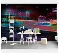 Tzxztt Abstract Retro City Architecture Night Colourful Modern 3D Wallpaper Premium Textured Silk Neutral Tones Material Ideal for Living Room Bedroom-200cm×140cm