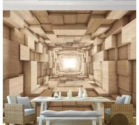 Tzxztt Abstract Solid Wood Texture Spatial Extension Modern 3D Wallpaper Premium Textured Silk Neutral Tones Material Ideal for Living Room Bedroom-430cm×300cm