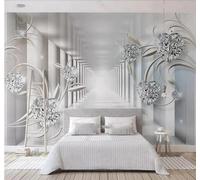 Tzxztt Abstract Spatial Extension Geometric Pattern Diamond Modern 3D Wallpaper Premium Textured Silk Neutral Tones Material Ideal for Living Room Bedroom-350cm×256cm