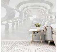 Tzxztt Abstract Three Dimensional Geometric Spatial Extension Individuality Modern 3D Wallpaper Premium Textured Silk Neutral Tones Material Ideal for Living Room Bedroom-400cm×280cm