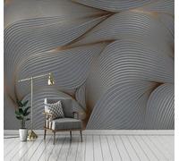 Tzxztt Abstract Three Dimensional Gold Geometric Lines Modern 3D Wallpaper Premium Textured Silk Neutral Tones Material Ideal for Living Room Bedroom-350cm×256cm