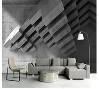 Tzxztt Abstract Three Dimensional Grey Geometric Architecture Modern 3D Wallpaper Premium Textured Silk Neutral Tones Material Ideal for Living Room Bedroom-150cm×105cm