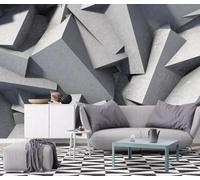 Tzxztt Abstract Three Dimensional Grey Geometric Architecture Modern 3D Wallpaper Premium Textured Silk Neutral Tones Material Ideal for Living Room Bedroom-400cm×280cm