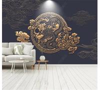 Tzxztt Abstract Vintage Gold Dragon Clouds Modern 3D Wallpaper Premium Textured Silk Neutral Tones Material Ideal for Living Room Bedroom-250cm×170cm