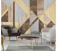 Tzxztt Abstract Vintage Woodgrain Geometric Marble Effect Modern 3D Wallpaper Premium Textured Silk Neutral Tones Material Ideal for Living Room Bedroom-300cm×210cm