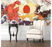 Tzxztt Abstract Waves Animals Architecture Snow Capped Mountains Modern 3D Wallpaper Premium Textured Silk Neutral Tones Material Ideal for Living Room Bedroom-430cm×300cm