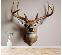 Tzxztt Antlers Deer Head Rustic Animals Nature Forest Style Modern 3D Wallpaper Premium Textured Silk Neutral Tones Material Ideal for Living Room Bedroom-150cm×105cm