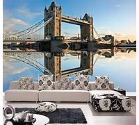 Tzxztt Beautiful City Architecture Bridge Lake Unique Modern 3D Wallpaper Premium Textured Silk Neutral Tones Material Ideal for Living Room Bedroom-430cm×300cm