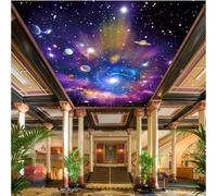 Tzxztt Beautiful Colourful Starry Sky Universe Planets Modern 3D Wallpaper Premium Textured Silk Neutral Tones Material Ideal for Living Room Bedroom-350cm×256cm