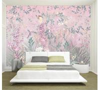 Tzxztt Beautiful Pink Plants Flowers Little Birds Modern 3D Wallpaper Premium Textured Silk Neutral Tones Material Ideal for Living Room Bedroom-250cm×170cm