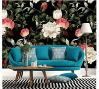 Tzxztt Beautiful Pink White Flowers Green Leaves Modern 3D Wallpaper Premium Textured Silk Neutral Tones Material Ideal for Living Room Bedroom-350cm×256cm