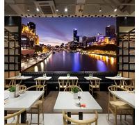 Tzxztt Beautiful Three Dimensional City Architecture River Modern 3D Wallpaper Premium Textured Silk Neutral Tones Material Ideal for Living Room Bedroom-200cm×140cm