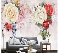 Tzxztt Beautiful Three Dimensional Hand Painted Colourful Flowers Modern 3D Wallpaper Premium Textured Silk Neutral Tones Material Ideal for Living Room Bedroom-250cm×170cm