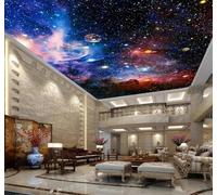 Tzxztt Beautiful Three Dimensional Universe Starry Sky Planets Modern 3D Wallpaper Premium Textured Silk Neutral Tones Material Ideal for Living Room Bedroom-250cm×170cm
