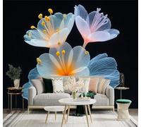 Tzxztt Beautiful Transparent Flowers Soft Unique Modern 3D Wallpaper Premium Textured Silk Neutral Tones Material Ideal for Living Room Bedroom-430cm×300cm