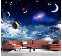 Tzxztt Beautiful Universe Galaxy Spiral Moon Modern 3D Wallpaper Premium Textured Silk Neutral Tones Material Ideal for Living Room Bedroom-300cm×210cm