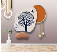 Tzxztt Birds Marble Texture Abstract Trees Minimalist Art Modern 3D Wallpaper Premium Textured Silk Neutral Tones Material Ideal for Living Room Bedroom-200cm×140cm