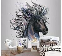 Tzxztt Black and White Abstract Unique Art Watercolour Horse Head Modern 3D Wallpaper Premium Textured Silk Neutral Tones Material Ideal for Living Room Bedroom-430cm×300cm