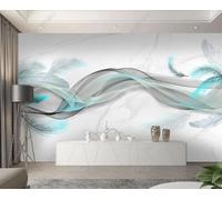 Tzxztt Blue Black Smoke Feathers Marble Effect Modern 3D Wallpaper Premium Textured Silk Neutral Tones Material Ideal for Living Room Bedroom-150cm×105cm
