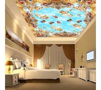 Tzxztt Blue Sky White Clouds Angel Figure Art Modern 3D Wallpaper Premium Textured Silk Neutral Tones Material Ideal for Living Room Bedroom-150cm×105cm