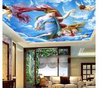 Tzxztt Blue Sky White Clouds Birds in Flight Figures Angels Modern 3D Wallpaper Premium Textured Silk Neutral Tones Material Ideal for Living Room Bedroom-150cm×105cm