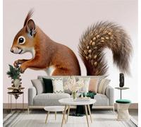 Tzxztt Brown Squirrel Pine Cone Forest Animals Art Nature Illustration Modern 3D Wallpaper Premium Textured Silk Neutral Tones Material Ideal for Living Room Bedroom-430cm×300cm