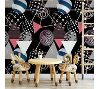 Tzxztt Cartoon Abstract Colourful Geometric Creative Modern 3D Wallpaper Premium Textured Silk Neutral Tones Material Ideal for Living Room Bedroom-200cm×140cm