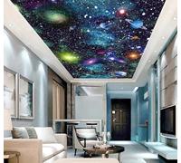 Tzxztt Cartoon Beautiful Universe Starry Sky Planets Modern 3D Wallpaper Premium Textured Silk Neutral Tones Material Ideal for Living Room Bedroom-350cm×256cm