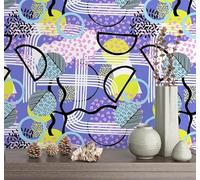 Tzxztt Cartoon Creative Colourful Geometric Unique Modern 3D Wallpaper Premium Textured Silk Neutral Tones Material Ideal for Living Room Bedroom-430cm×300cm