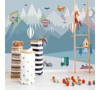 Tzxztt Charming Colourful Cartoon Hot Air Balloon Aeroplane Car Modern 3D Wallpaper Premium Textured Silk Neutral Tones Material Ideal for Living Room Bedroom-300cm×210cm