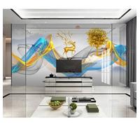 Tzxztt Colourful Smoke Gold Elk Trees Modern 3D Wallpaper Premium Textured Silk Neutral Tones Material Ideal for Living Room Bedroom-430cm×300cm