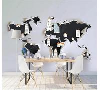 Tzxztt Creative Abstract World Map Architecture Personality Modern 3D Wallpaper Premium Textured Silk Neutral Tones Material Ideal for Living Room Bedroom-300cm×210cm