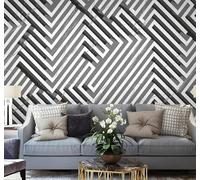 Tzxztt Creative Black and White Lines Geometric Pattern Modern 3D Wallpaper Premium Textured Silk Neutral Tones Material Ideal for Living Room Bedroom-250cm×170cm