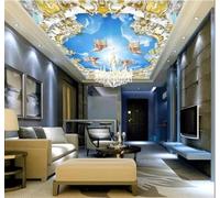Tzxztt Creative Blue Sky White Clouds Angel Art Modern 3D Wallpaper Premium Textured Silk Neutral Tones Material Ideal for Living Room Bedroom-200cm×140cm