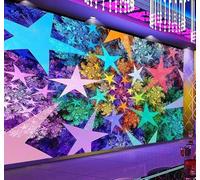 Tzxztt Creative Colourful Flowers Stars Club Modern 3D Wallpaper Premium Textured Silk Neutral Tones Material Ideal for Living Room Bedroom-400cm×280cm