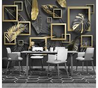 Tzxztt Creative Gold Leaf Leaves Three Dimensional Geometric Modern 3D Wallpaper Premium Textured Silk Neutral Tones Material Ideal for Living Room Bedroom-150cm×105cm
