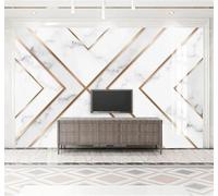 Tzxztt Creative Gold Lines Geometric Marble Effect Patterns Modern 3D Wallpaper Premium Textured Silk Neutral Tones Material Ideal for Living Room Bedroom-250cm×170cm