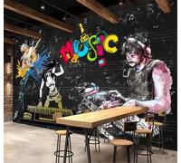 Tzxztt Creative Hand Drawn Classic Music Bar Personalised Modern 3D Wallpaper Premium Textured Silk Neutral Tones Material Ideal for Living Room Bedroom-400cm×280cm