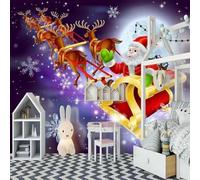 Tzxztt Creative Purple Starry Sky Moon Reindeer Modern 3D Wallpaper Premium Textured Silk Neutral Tones Material Ideal for Living Room Bedroom-150cm×105cm