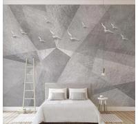 Tzxztt Creative Retro Unique Abstract Geometric Relief Modern 3D Wallpaper Premium Textured Silk Neutral Tones Material Ideal for Living Room Bedroom-250cm×170cm