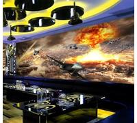 Tzxztt Creative Three Dimensional Aeroplane Flames Sky Modern 3D Wallpaper Premium Textured Silk Neutral Tones Material Ideal for Living Room Bedroom-200cm×140cm