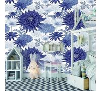 Tzxztt Creative Three Dimensional Blue Plant Flower Modern 3D Wallpaper Premium Textured Silk Neutral Tones Material Ideal for Living Room Bedroom-430cm×300cm
