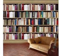 Tzxztt Creative Three Dimensional Books Bookcase Art Modern 3D Wallpaper Premium Textured Silk Neutral Tones Material Ideal for Living Room Bedroom-350cm×256cm