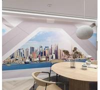 Tzxztt Creative Three Dimensional City Architecture Expanding Space Rivers Modern 3D Wallpaper Premium Textured Silk Neutral Tones Material Ideal for Living Room Bedroom-200cm×140cm