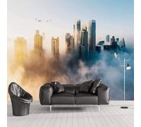 Tzxztt Creative Three Dimensional Clouds Architecture Birds in Flight Modern 3D Wallpaper Premium Textured Silk Neutral Tones Material Ideal for Living Room Bedroom-400cm×280cm