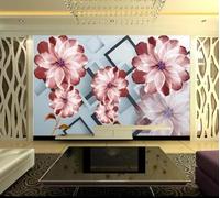 Tzxztt Creative Three Dimensional Geometric Red Floral Modern 3D Wallpaper Premium Textured Silk Neutral Tones Material Ideal for Living Room Bedroom-300cm×210cm