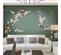 Tzxztt Creative Three Dimensional Pink Flowers Little Birds Modern 3D Wallpaper Premium Textured Silk Neutral Tones Material Ideal for Living Room Bedroom-430cm×300cm