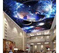 Tzxztt Creative Three Dimensional Planets Universe Starry Sky Modern 3D Wallpaper Premium Textured Silk Neutral Tones Material Ideal for Living Room Bedroom-250cm×170cm