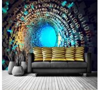 Tzxztt Creative Three Dimensional Tunnel Spatial Extension Technological Feel Modern 3D Wallpaper Premium Textured Silk Neutral Tones Material Ideal for Living Room Bedroom-250cm×170cm